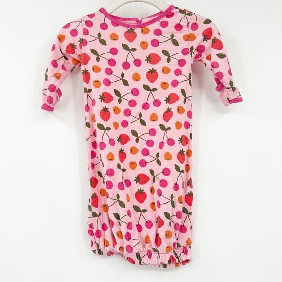 KicKee Pants Baby Girls Bamboo Lotus Berries Sleep Dress Night Gown Sleeper 0-3M - Picture 1 of 8